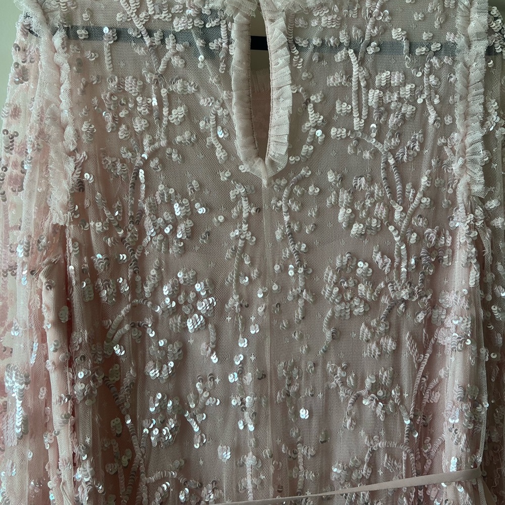 Needle & Thread Celia Long Sleeve Ankle Gown in Pink - Picture 6 of 8